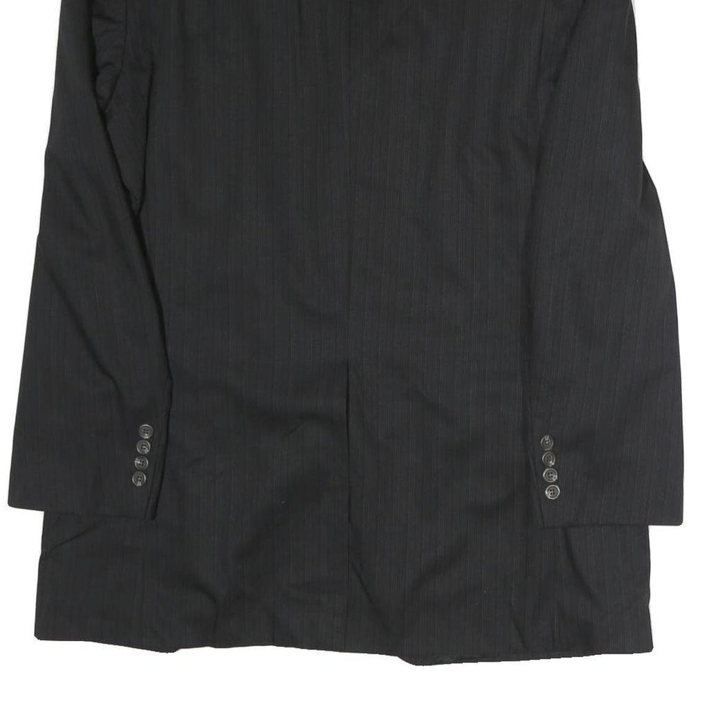 LAUREN RALPH LAUREN Mens Black Cotton Pinstripe Classic Jacket L Tailored Button