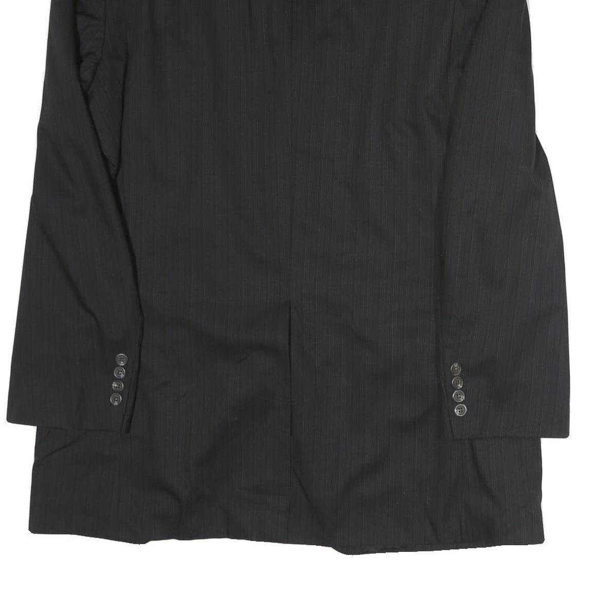 LAUREN RALPH LAUREN Mens Black Cotton Pinstripe Classic Jacket L Tailored Button