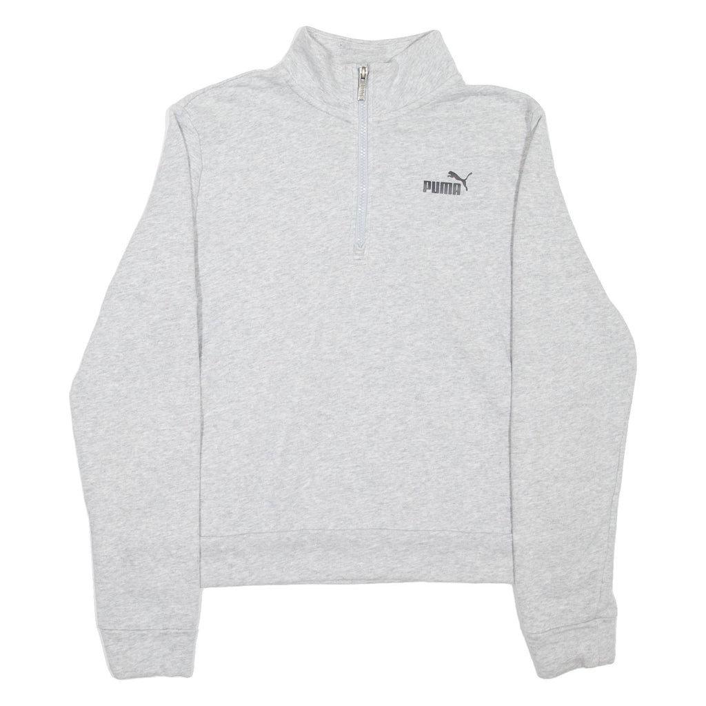 PUMA Womens Sweatshirt Grey 1/4 Zip L