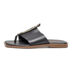 FRANCO SARTO Slider Sandals Black Leather Womens UK 3.5