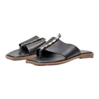 FRANCO SARTO Slider Sandals Black Leather Womens UK 3.5