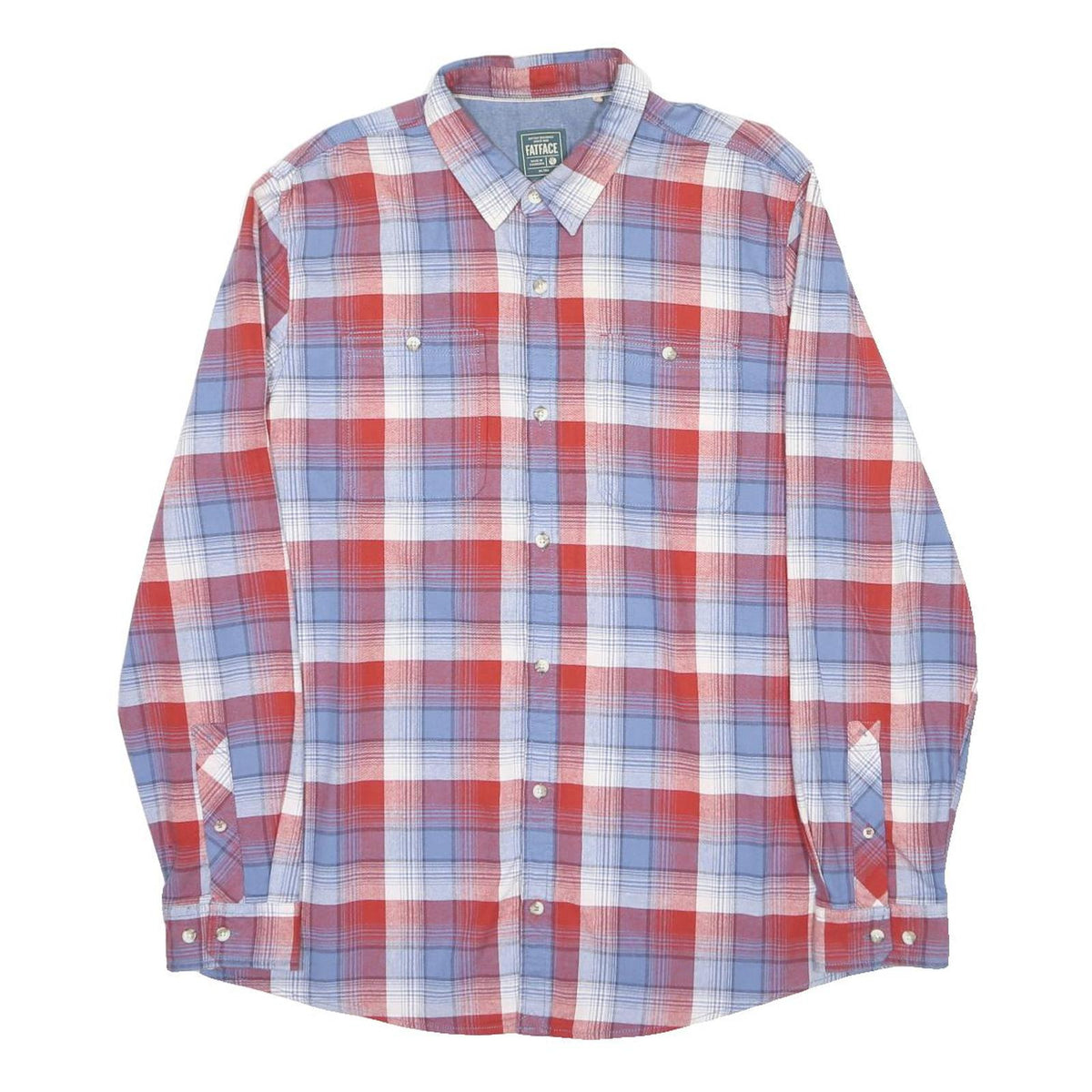 FAT FACE Mens Blue & Red Check Shirt 2XL Long Sleeve Cotton Blend Casual