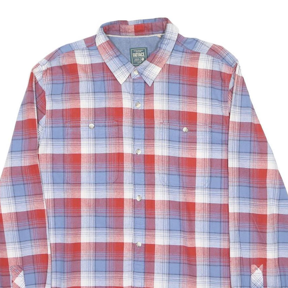 FAT FACE Mens Blue & Red Check Shirt 2XL Long Sleeve Cotton Blend Casual