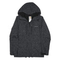 CARHARTT Mens Black Nylon Zip Jacket XS Woven Square Print Hooded Coat