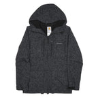 CARHARTT Mens Black Nylon Zip Jacket XS Woven Square Print Hooded Coat