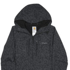CARHARTT Mens Black Nylon Zip Jacket XS Woven Square Print Hooded Coat