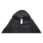 CARHARTT Mens Black Nylon Zip Jacket XS Woven Square Print Hooded Coat