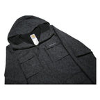 CARHARTT Mens Black Nylon Zip Jacket XS Woven Square Print Hooded Coat