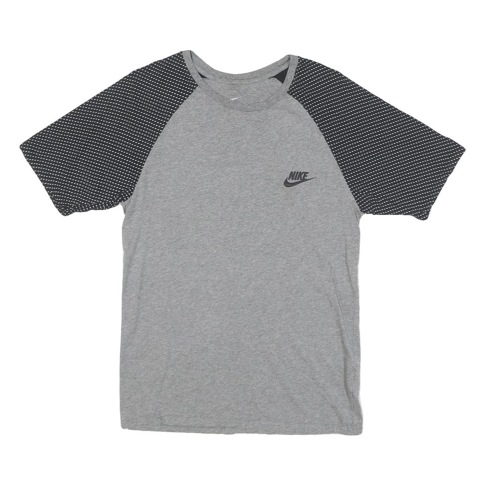 NIKE Mens Grey & Black Graphic T-Shirt S Short Sleeve Crew Neck Cotton Blend