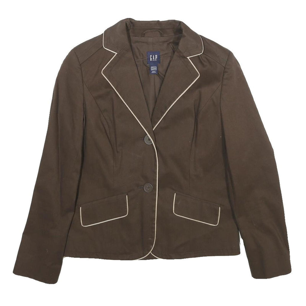 GAP Womens Brown & Beige Cotton Blend Tailored Blazer Jacket UK 8 Button Closure