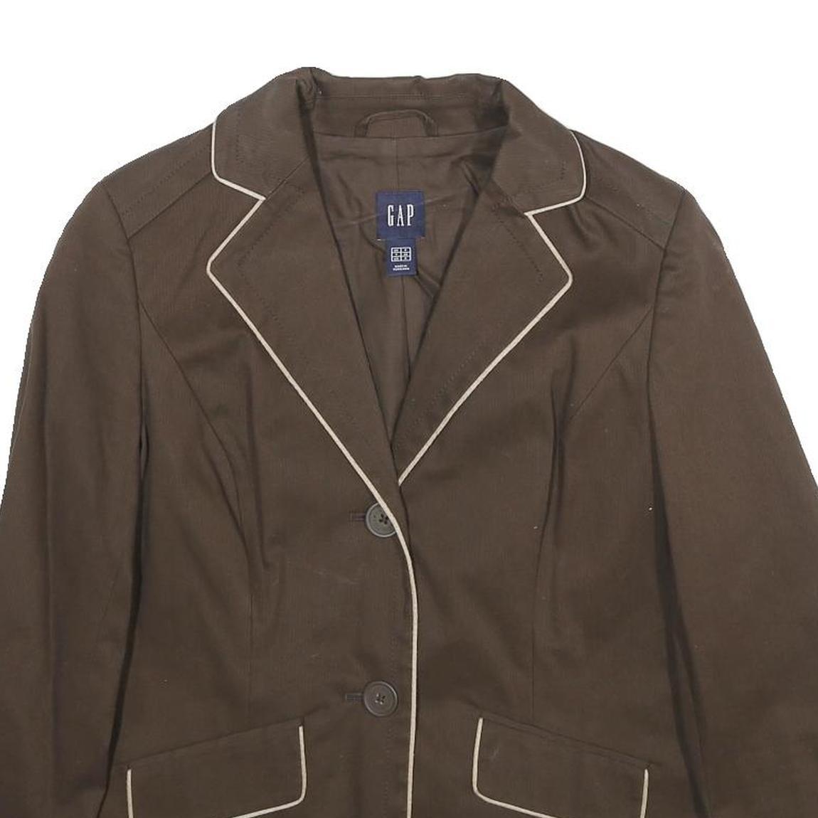 GAP Womens Brown & Beige Cotton Blend Tailored Blazer Jacket UK 8 Button Closure