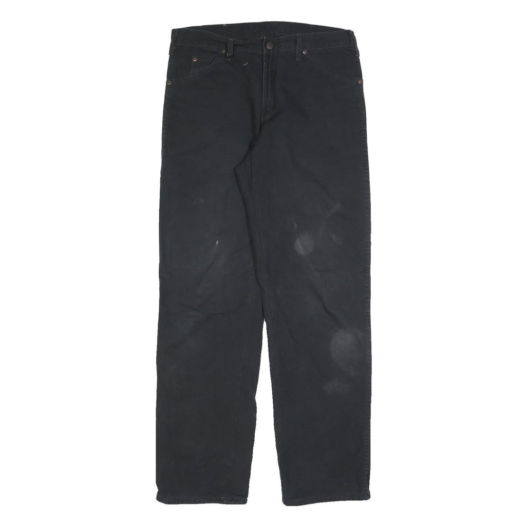 DICKIES Mens Regular Fit Black Denim Jeans W32 L32 Workwear Style Zip Closure