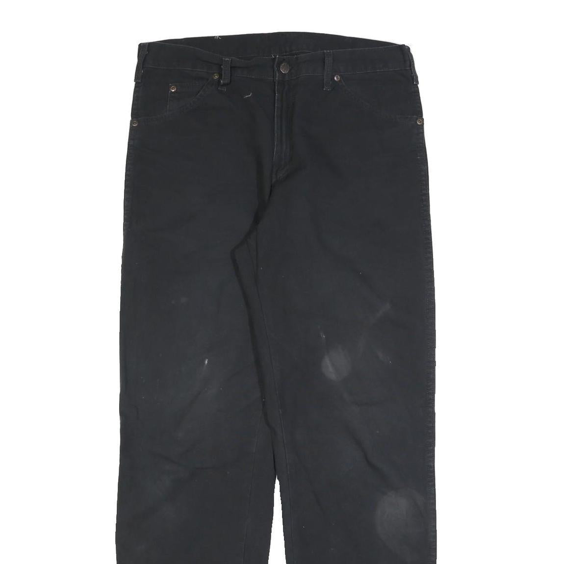 DICKIES Mens Regular Fit Black Denim Jeans W32 L32 Workwear Style Zip Closure