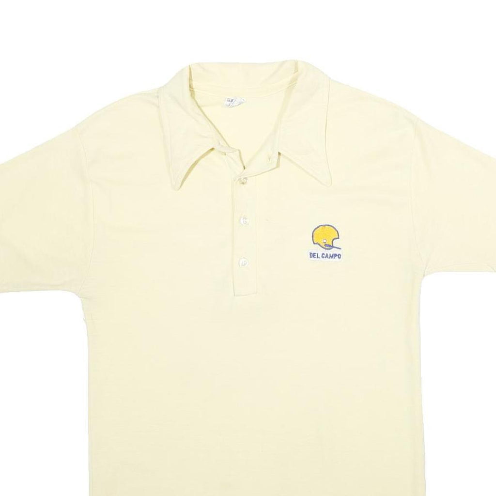 CHAMPION Mens Cream Short Sleeve Plain Polo Shirt L Del Campo Football Helmet