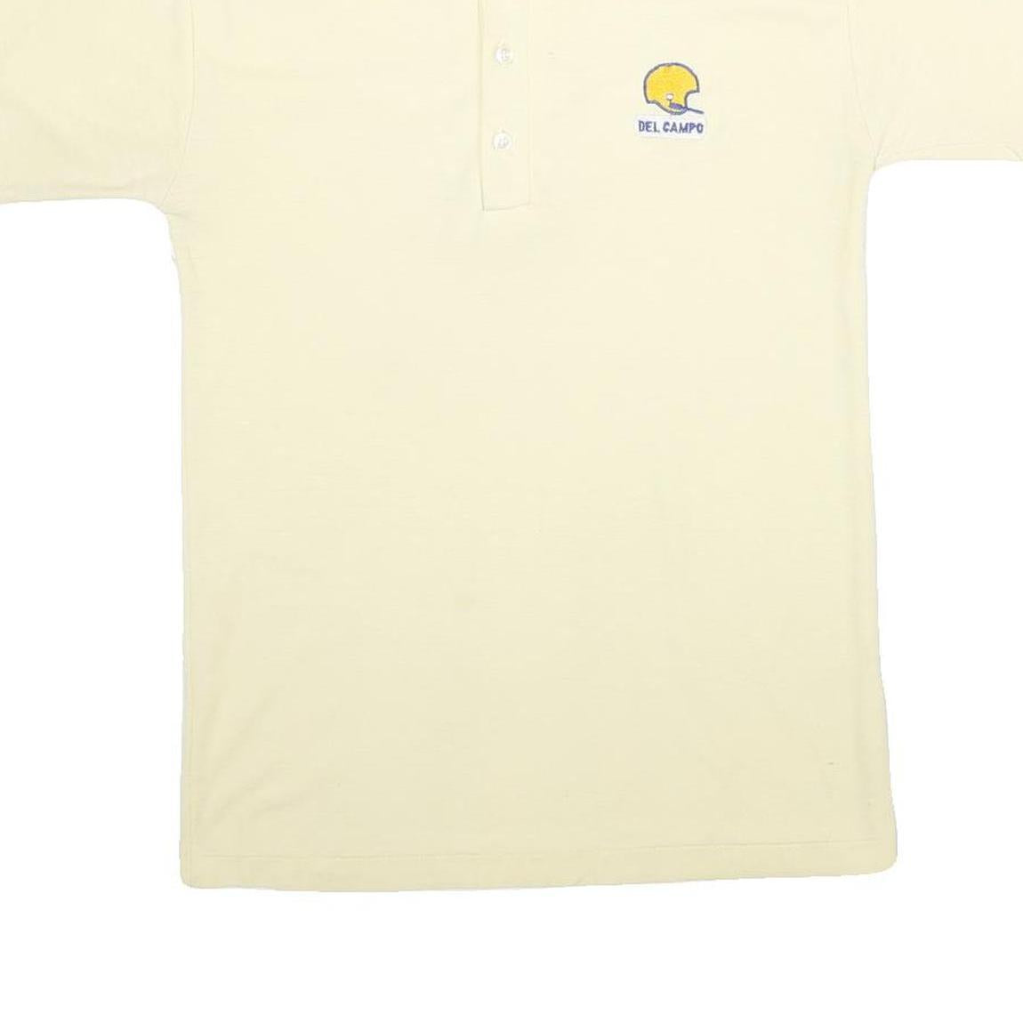 CHAMPION Mens Cream Short Sleeve Plain Polo Shirt L Del Campo Football Helmet