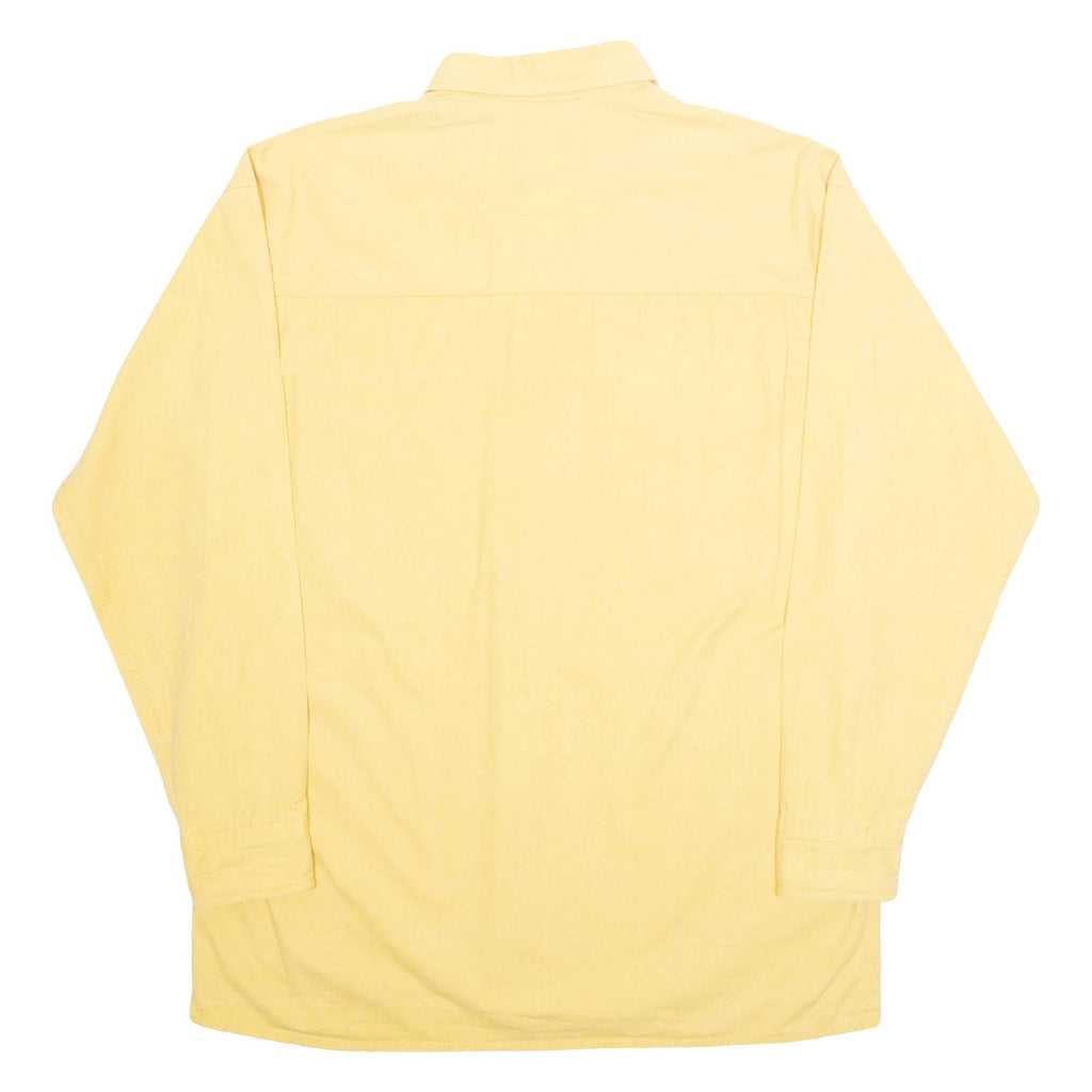 ZAQA Mens Plain Shirt Yellow Long Sleeve L