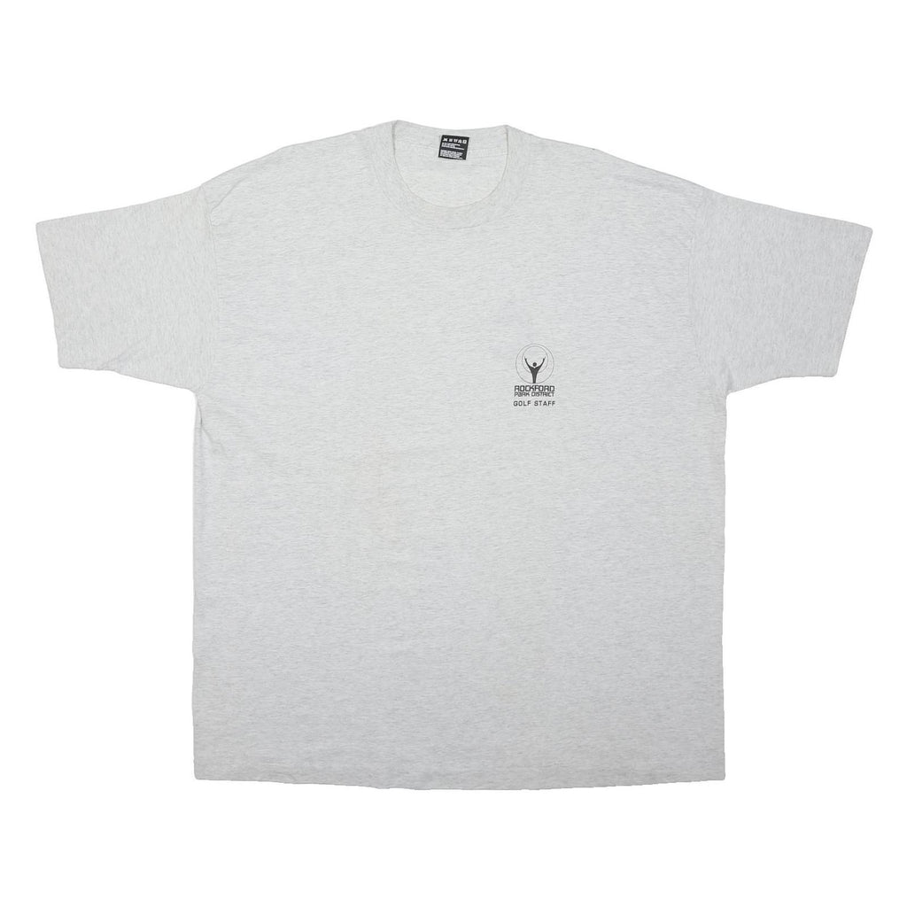 FRUIT OF THE LOOM Single Stitch Mens Grey USA Golf T-Shirt 2XL