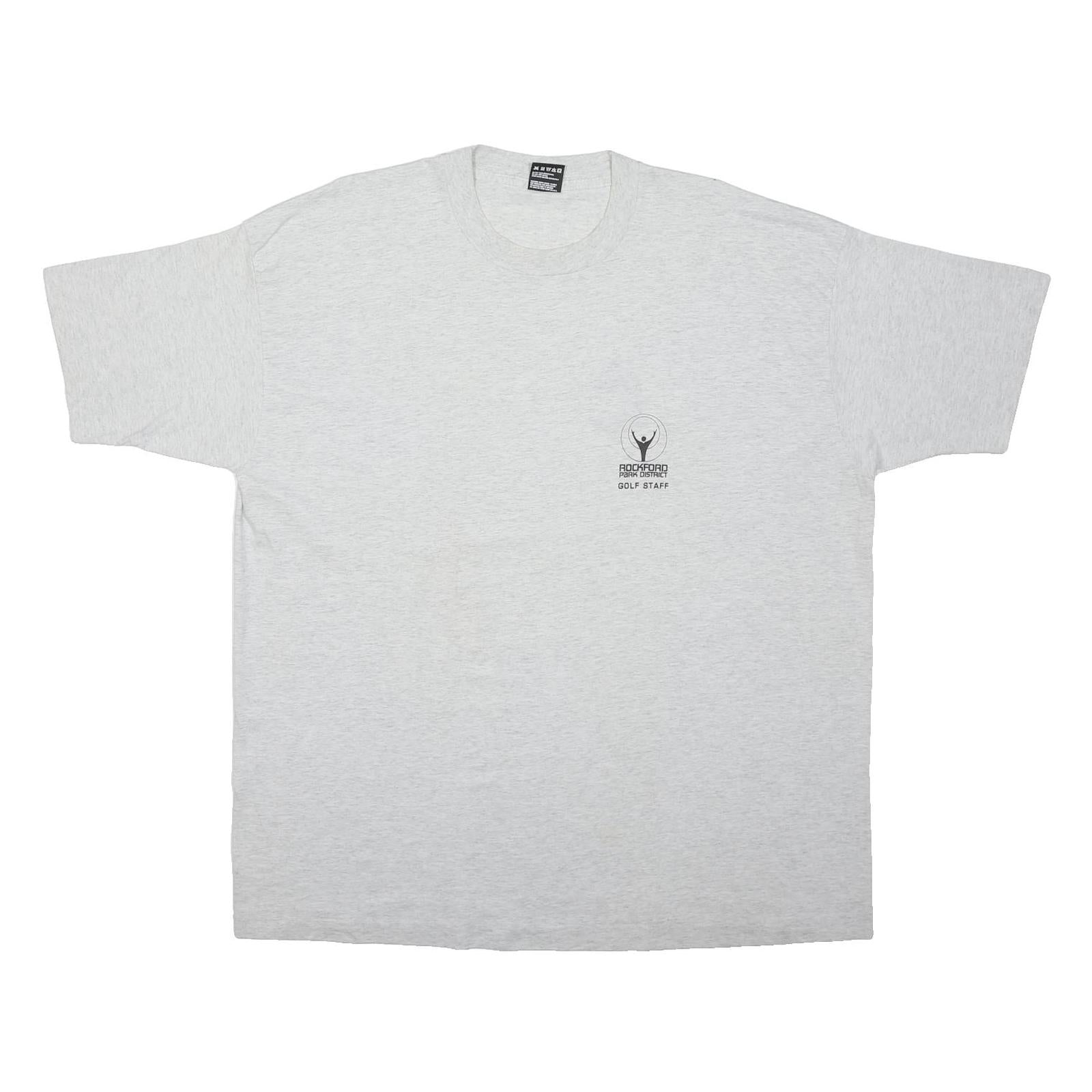 FRUIT OF THE LOOM Single Stitch Mens Grey USA Golf T-Shirt 2XL