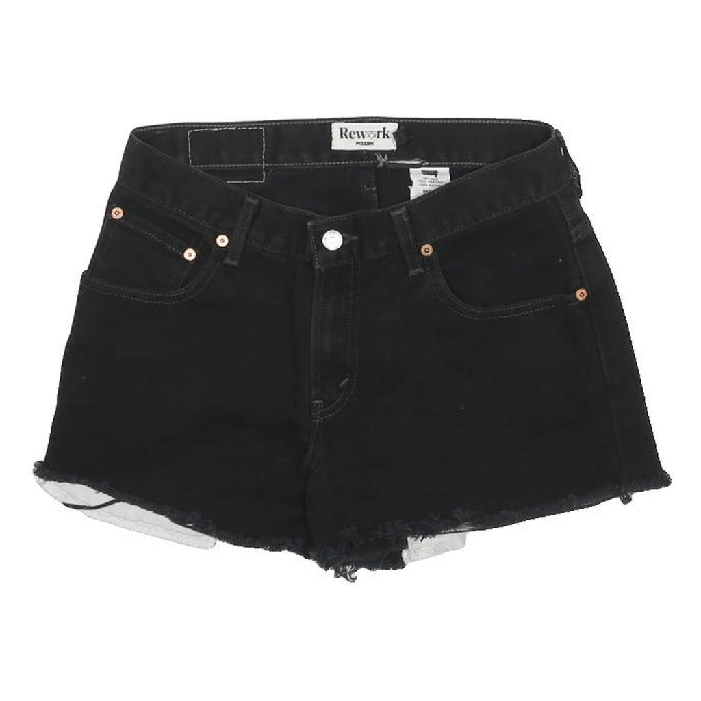 LEVI'S Womens Black Denim Casual Cut-Off Shorts M W30 Frayed Hem