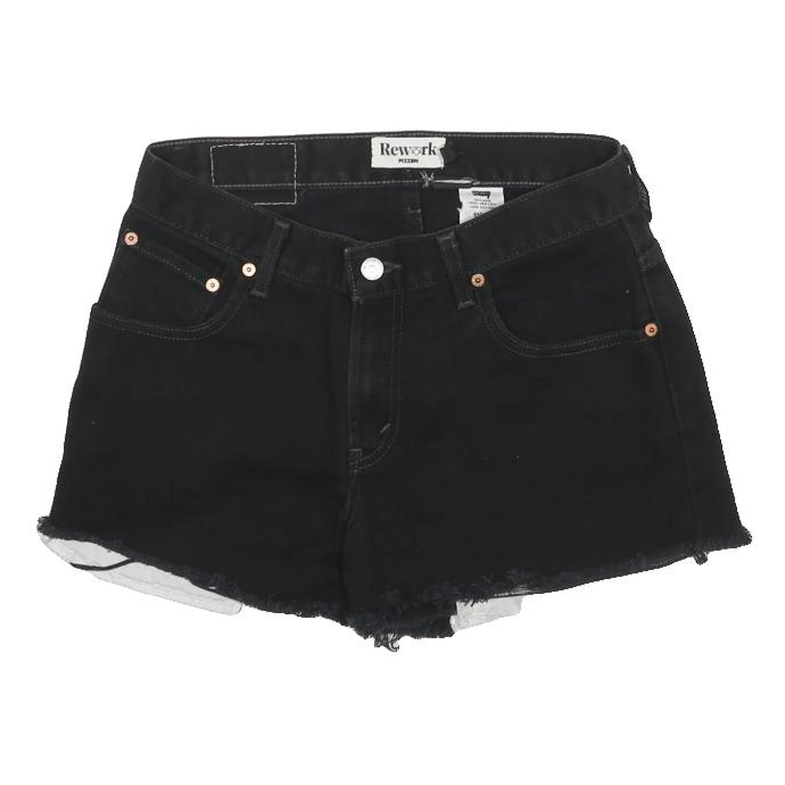 LEVI'S Womens Black Denim Casual Cut-Off Shorts M W30 Frayed Hem