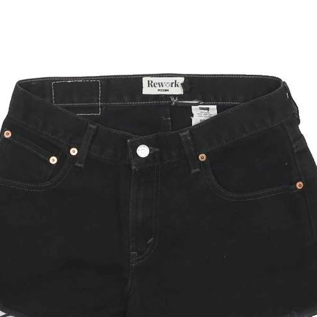 LEVI'S Womens Black Denim Casual Cut-Off Shorts M W30 Frayed Hem
