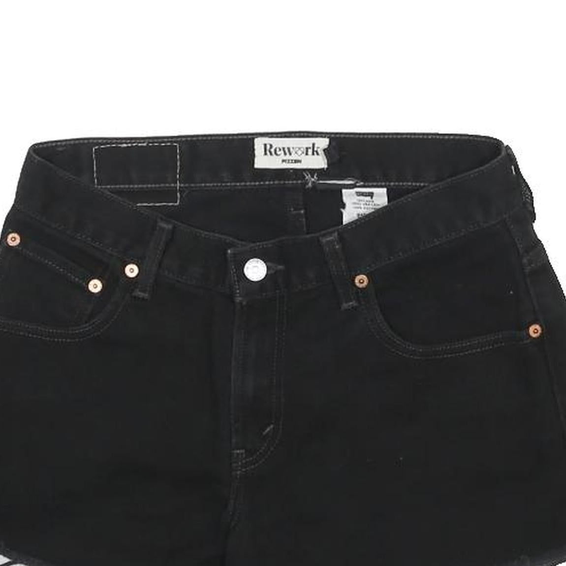 LEVI'S Womens Black Denim Casual Cut-Off Shorts M W30 Frayed Hem