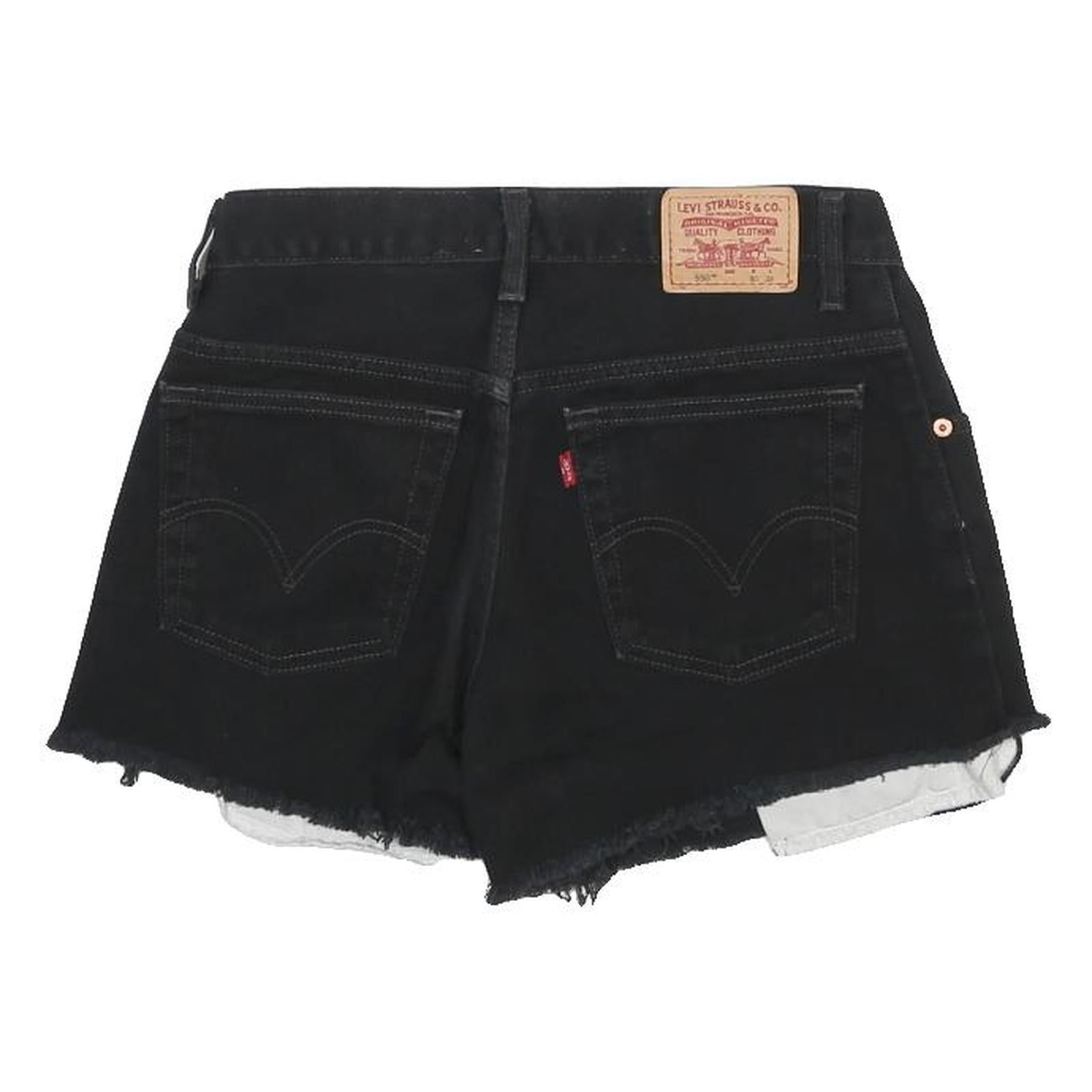 LEVI'S Womens Black Denim Casual Cut-Off Shorts M W30 Frayed Hem