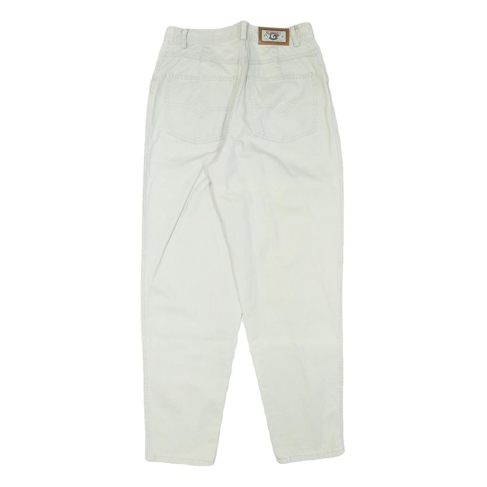 NEWPORT Womens Cotton Blend White Relaxed Trousers W28 L30 Casual Zip Closure