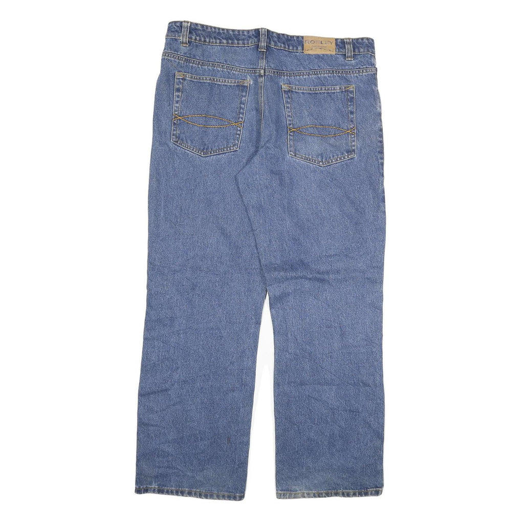 RONLY Mens Regular Fit Blue Denim Jeans W38 L32 Classic Zip Closure Casual