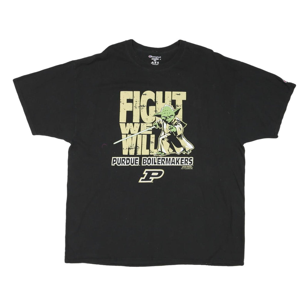 CHAMPION Mens Black Purdue Boilermakers Graphic T-Shirt 2XL Short Sleeve Crew