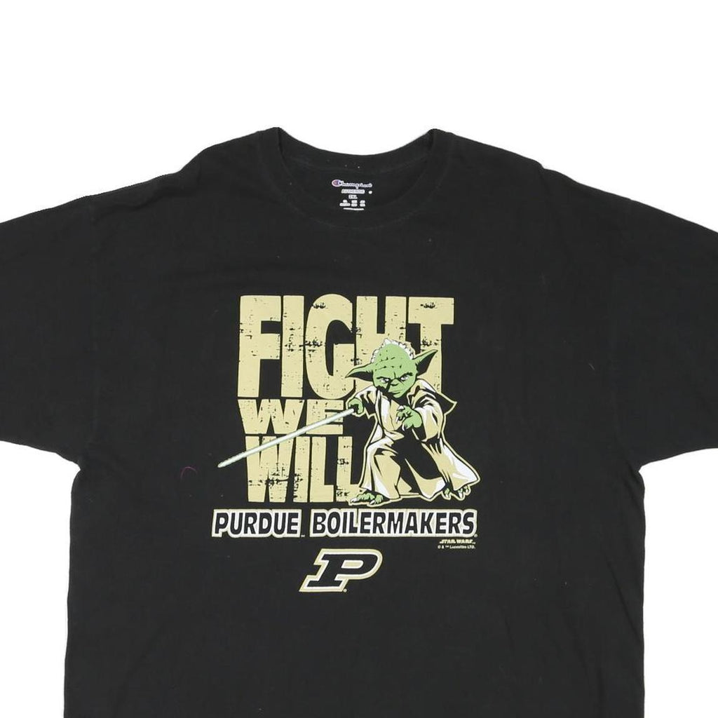 CHAMPION Mens Black Purdue Boilermakers Graphic T-Shirt 2XL Short Sleeve Crew