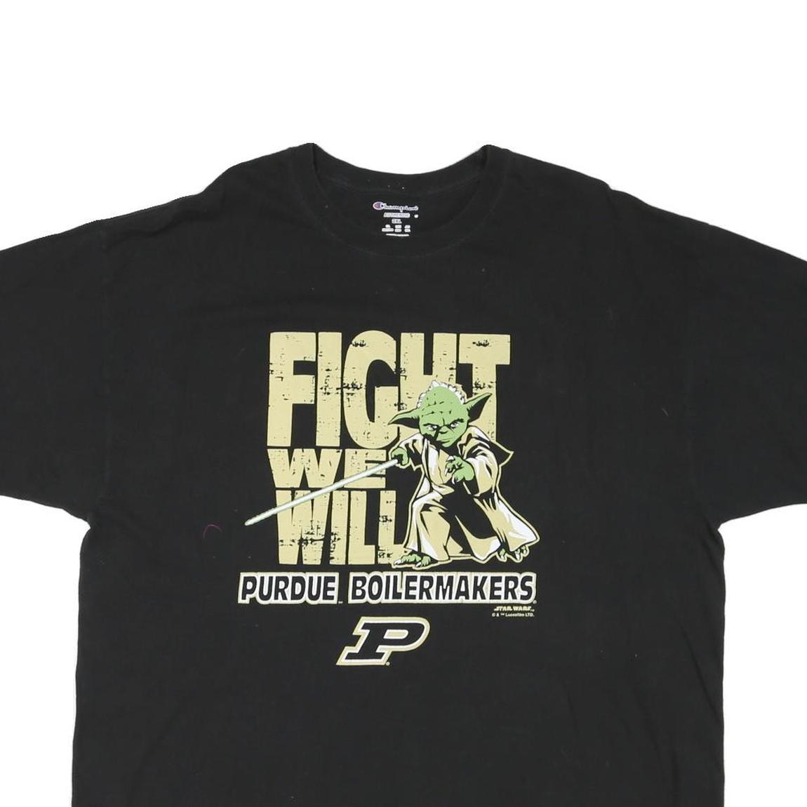 CHAMPION Mens Black Purdue Boilermakers Graphic T-Shirt 2XL Short Sleeve Crew