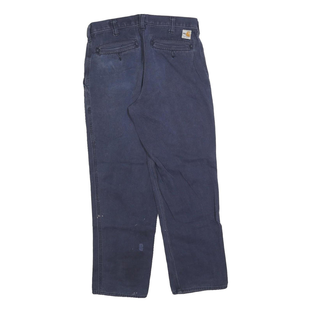 CARHARTT Mens Cotton Blend Navy Relaxed Straight Trousers W30 L30 Workwear