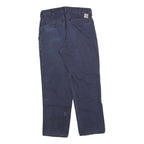 CARHARTT Mens Cotton Blend Navy Relaxed Straight Trousers W30 L30 Workwear