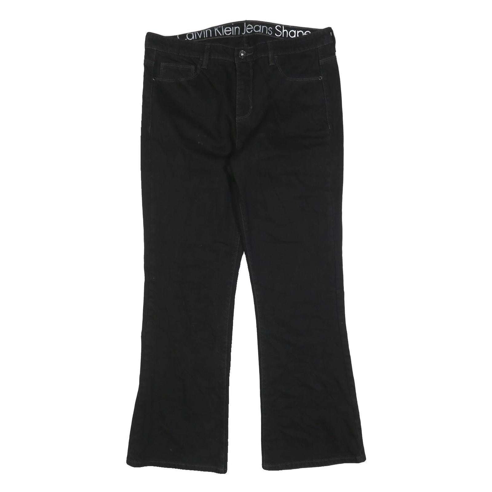 CALVIN KLEIN JEANS Womens Black Regular Flared Denim W34 L30 Classic Cotton