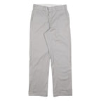 DICKIES Mens Cotton Blend Grey Relaxed Straight Trousers W32 L32 Workwear