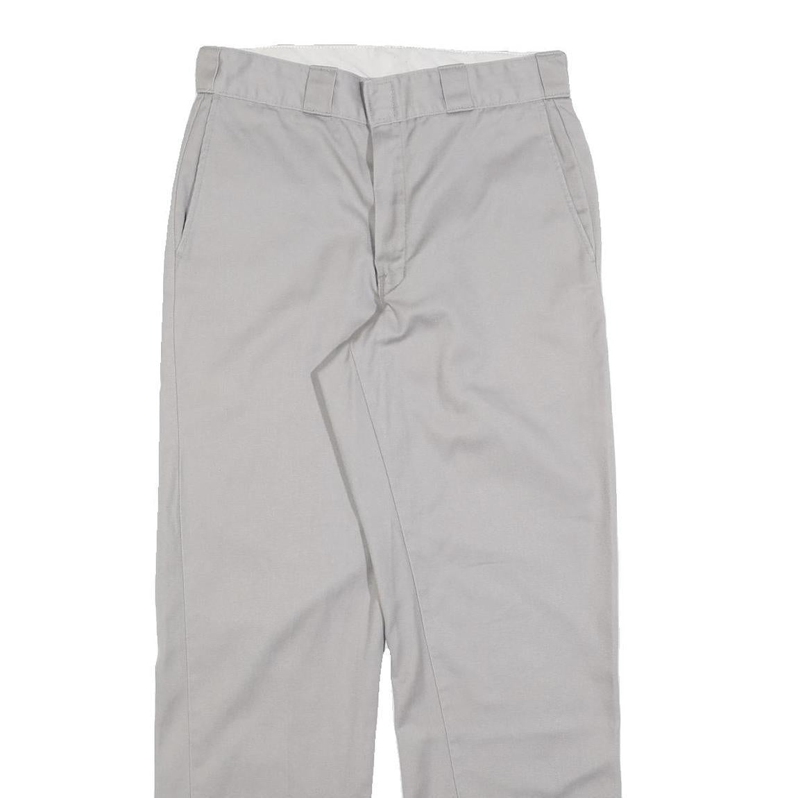 DICKIES Mens Cotton Blend Grey Relaxed Straight Trousers W32 L32 Workwear