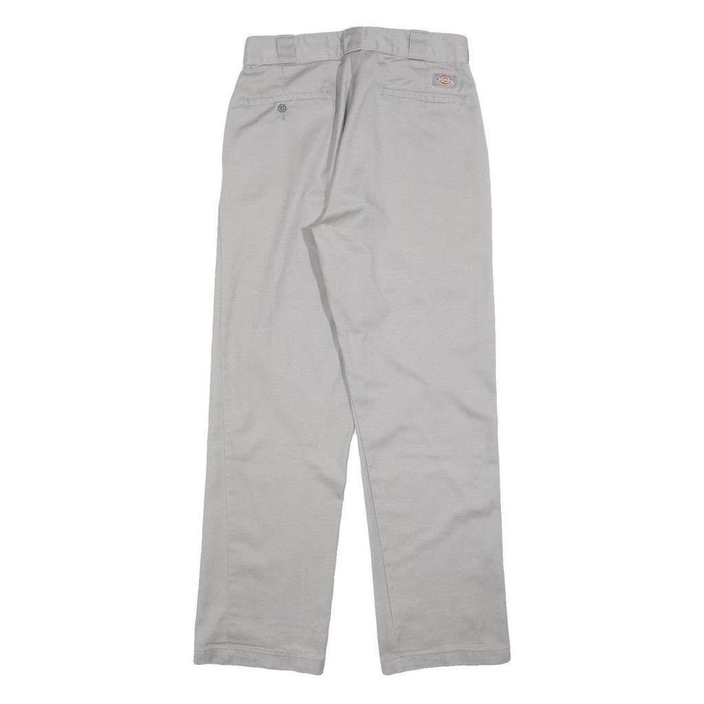 DICKIES Mens Cotton Blend Grey Relaxed Straight Trousers W32 L32 Workwear