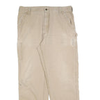 CARHARTT Mens Relaxed Beige Trousers W38 L34 Workwear Casual Cotton Blend Zip