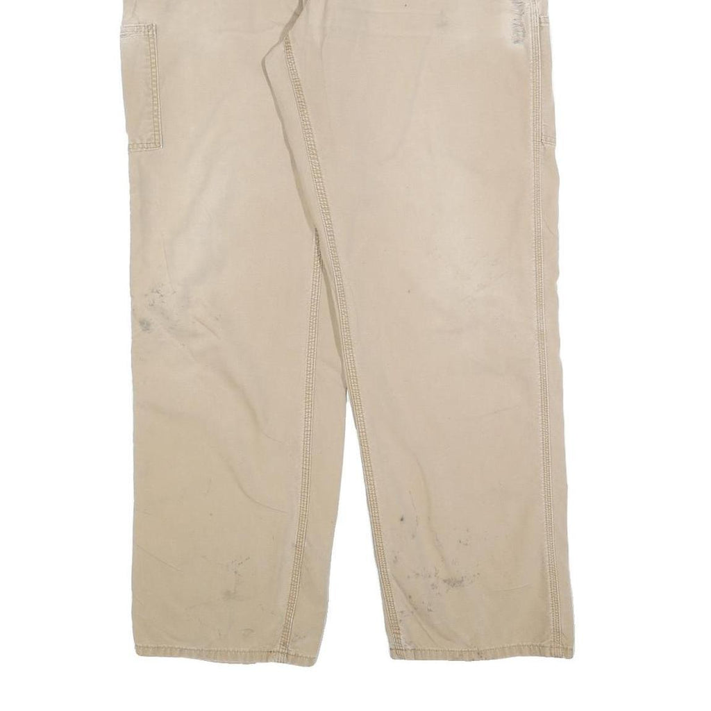 CARHARTT Mens Relaxed Beige Trousers W38 L34 Workwear Casual Cotton Blend Zip