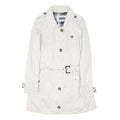 BIAGGINI Womens White Cotton Blend Belted Button Jacket L Plain Stylish Lined