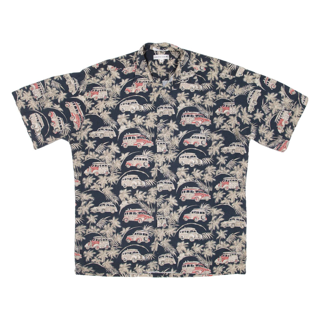 PIERRE CARDIN Mens Hawaiian Shirt Black Floral M