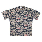 PIERRE CARDIN Mens Hawaiian Shirt Black Floral M