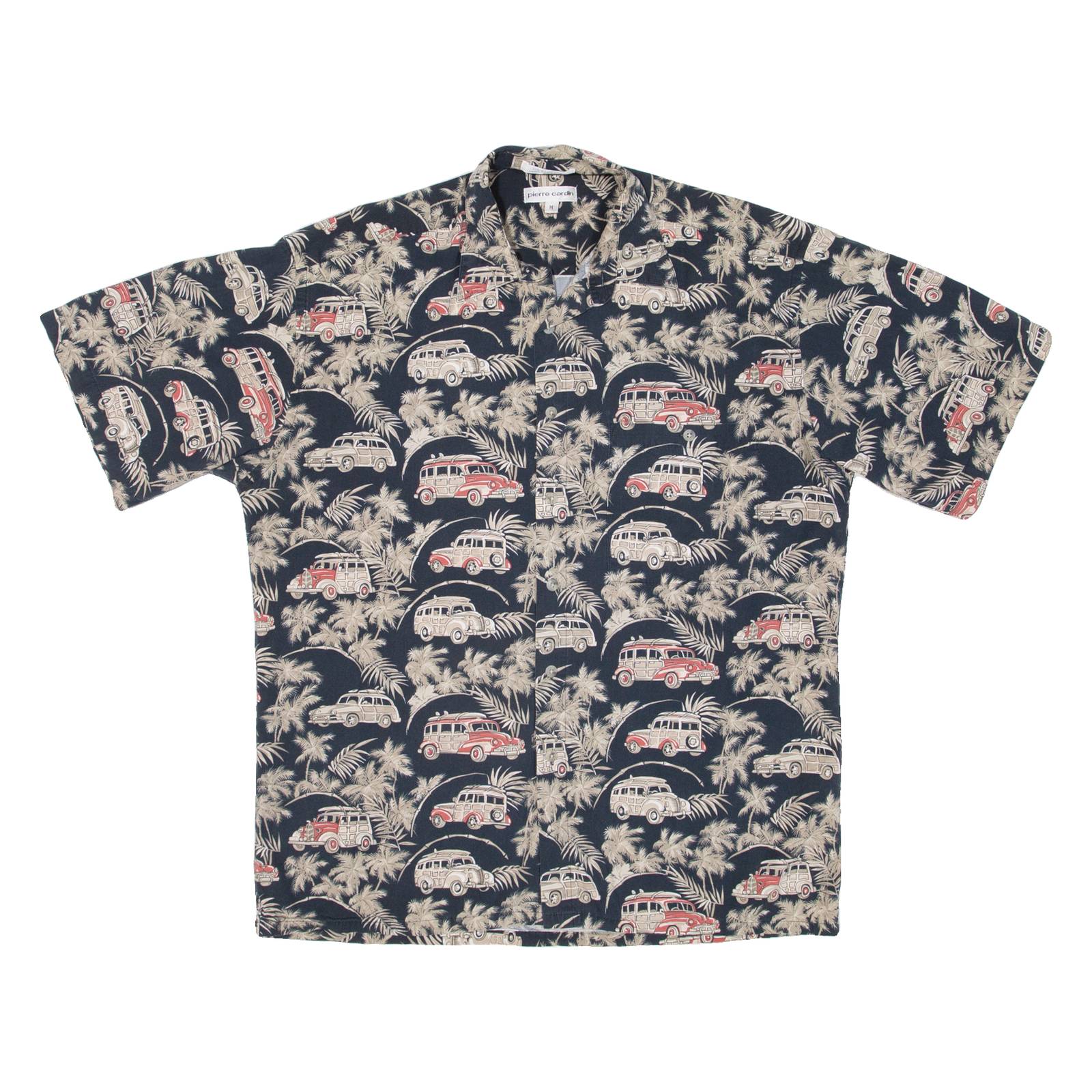 PIERRE CARDIN Mens Hawaiian Shirt Black Floral M