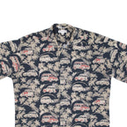 PIERRE CARDIN Mens Hawaiian Shirt Black Floral M