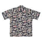 PIERRE CARDIN Mens Hawaiian Shirt Black Floral M