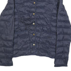 BARBOUR Womens Navy Blue Quilted Jacket UK 8 Polyamide Button Fastening