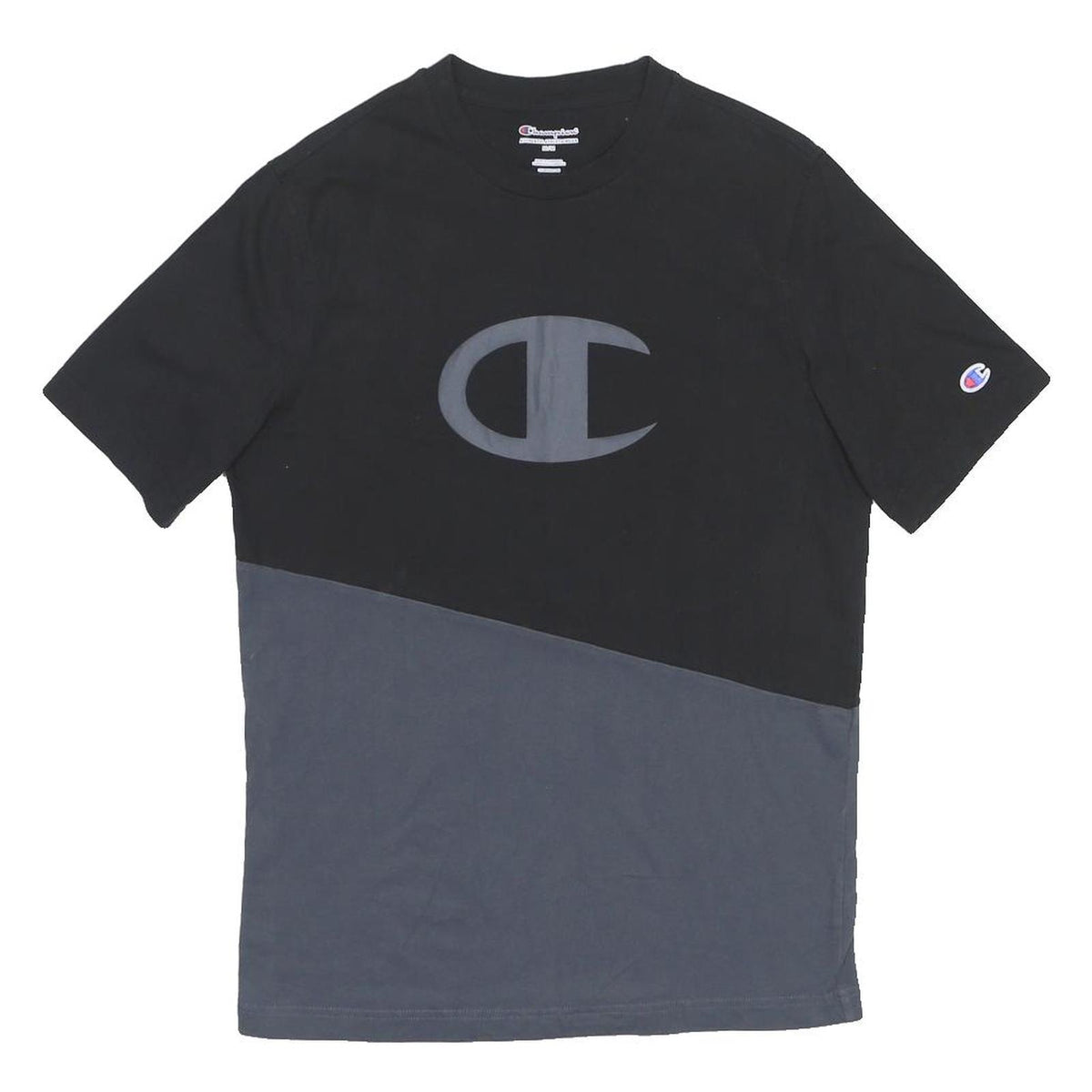 CHAMPION Mens Black & Grey Logo Graphic T-Shirt M Short Sleeve Crew Neck Casual