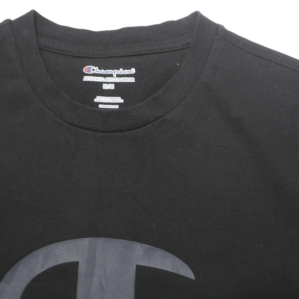 CHAMPION Mens Black & Grey Logo Graphic T-Shirt M Short Sleeve Crew Neck Casual