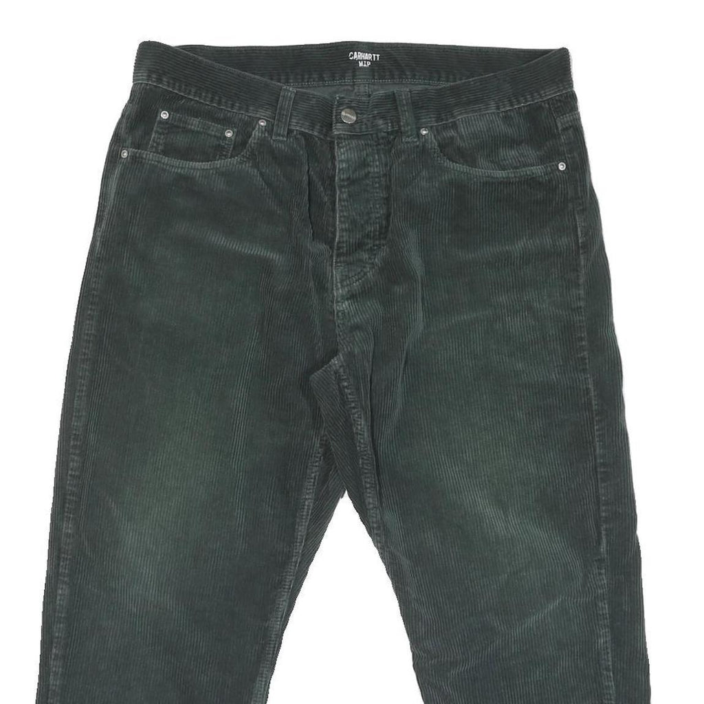 CARHARTT Mens Relaxed Green Cotton Blend Corduroy Trousers W36 L25 Casual